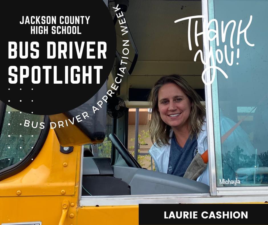 panthers_jchs's tweet photo. JCHS would like to recognize and show our appreciation to Laurie Cashion of our Transportation Department. We truly appreciate your dedication to our students and to Jackson County High School, Mrs. Cashion! #nationalbusdriverappreciationweek #ProudtobeJC #sucessatjcss https://t.co/S8Ti6lSb55