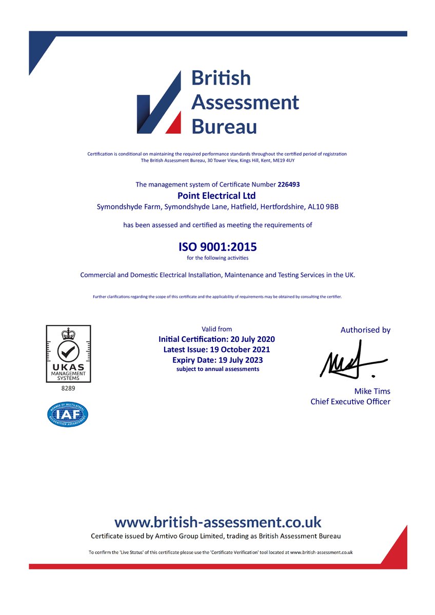 PointElectrical's tweet image. Another successful audit carried out by @TheBABOfficial 

#ISO9001 #quality
