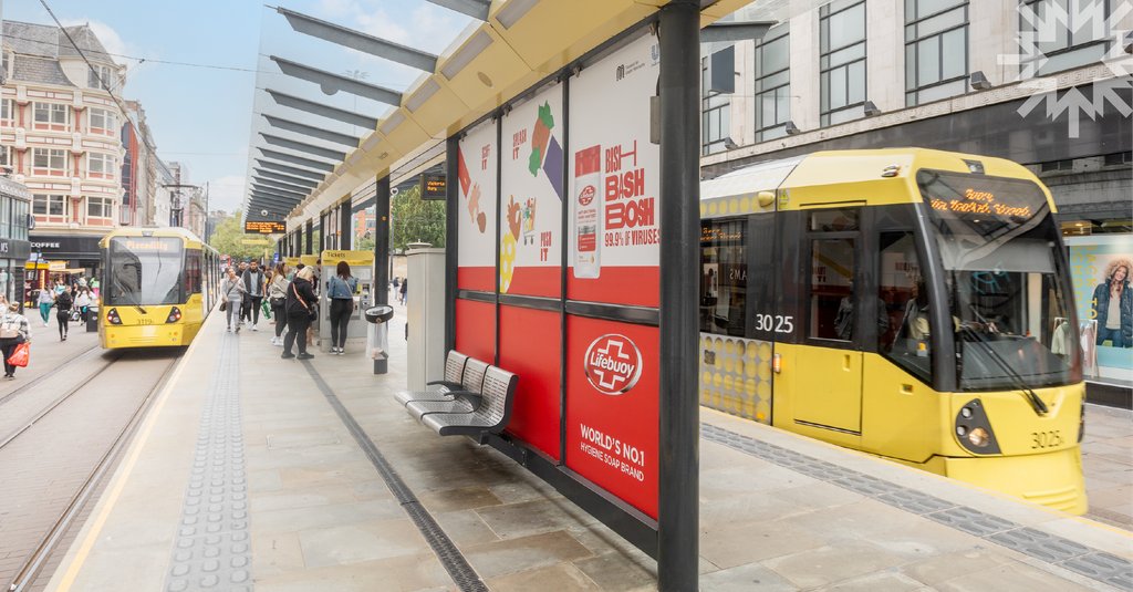 ASTRASIGNS's tweet photo. Metrolink Tram Stop Takeover Graphics using @Metamarkuk MetaDot vinyl for @OfficialTfGM 

#metrolink #tfgm #unilever #lifebouy #metamarkeverywhere #metadot https://t.co/aw3CRRHznq
