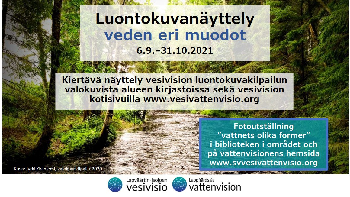 elinvoimak_EP's tweet photo. Vesivision kiertävä valokuvanäyttely nähtävillä Isojoen kirjastossa 31.10 asti. Lisätietoja #vesivisio’n sivuilta: https://t.co/56jmadxrB7
#valokuvakilpailu #luontokuva #lapväärtinjoki #isojoki #vesivisio https://t.co/05urwZ7RtI