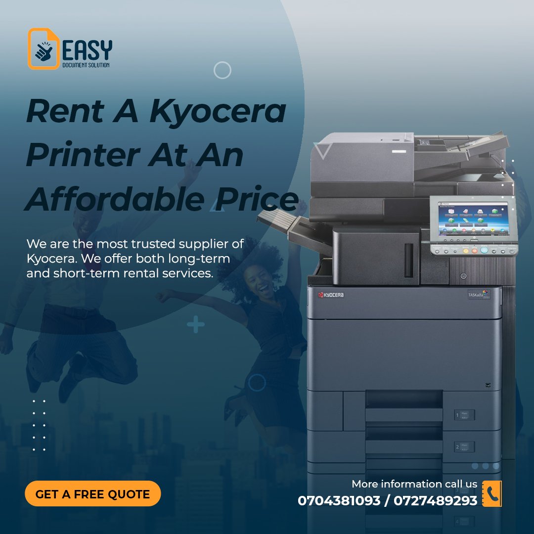 easydoc_soln's tweet photo. Rent a Kyocera printer now.
We offer both long and short term rental services.
Call: 0704381093 / 0727489293 or Email: info@easydoc.co.ke for further information.
#easydoc #easydocumentsolution #documentsolutions https://t.co/h352Rlarig