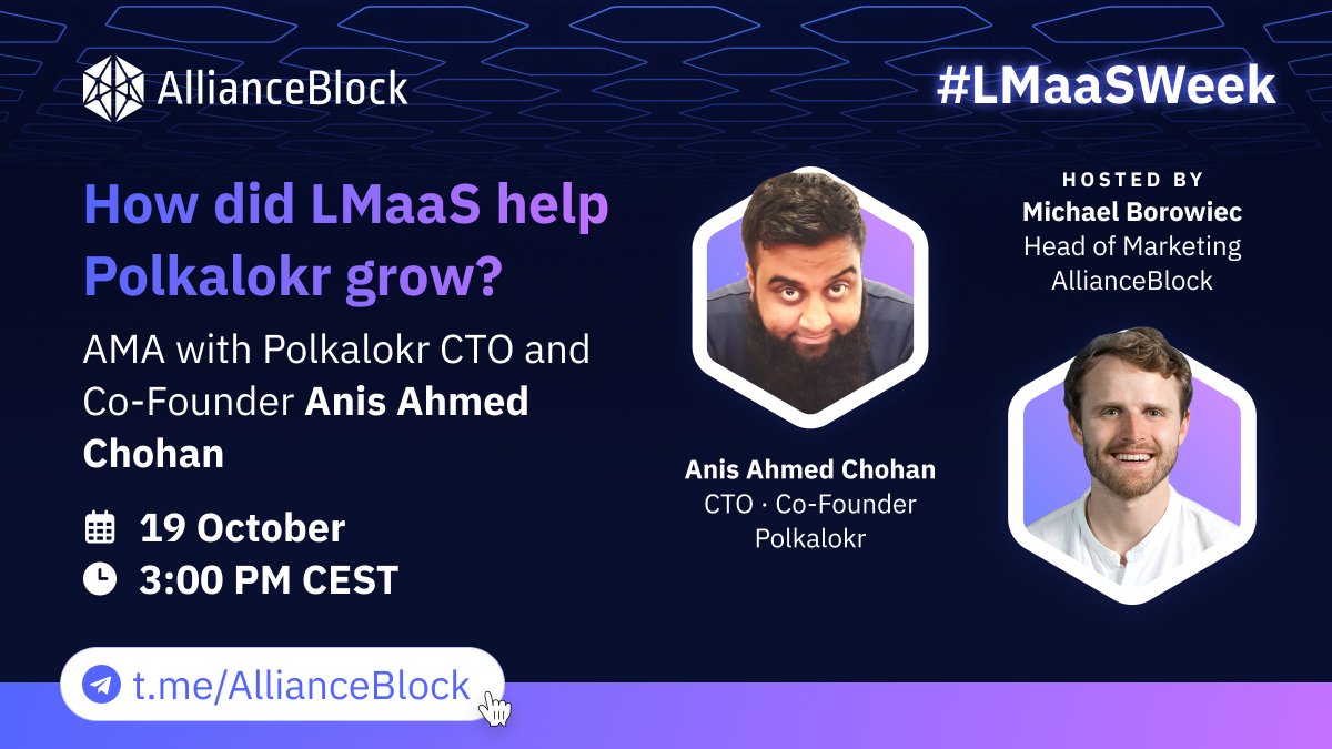 Nexera_Official's tweet photo. ๐จ AMA reminder ๐จ
How did #LMaaS help Polkalokr?
Today at 3 PM CEST we will be talking to @AnichoCode CTO & Co-Founder of @Polkalokr, about working with LMaaS & their amazing results!
Also another announcement! ๐๐ฅ
Join ๐ https://t.co/ozlfyIRAHM
#LMaaSWeek #NoMercy https://t.co/XPzedVq9WW