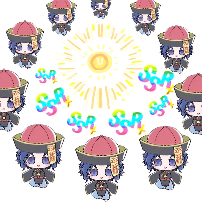 キョンシー幸村精市くんSSRを祈願する激重感情イラストです。 