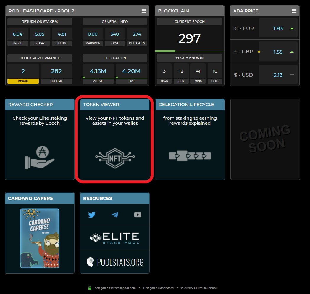 EliteStakePool's tweet photo. How do you view your NFT's? 🤔

Are you looking for a single hub where you can see all the NFT's in your wallet?

Then look no further. Check out the "Token Viewer" within the Elite "Delegates Toolbox 🧰"

https://t.co/RUgspIt4dj

#nft #CNFT #CardanoNFT #Cardano @Cardano #ada https://t.co/pDJmTigwGq