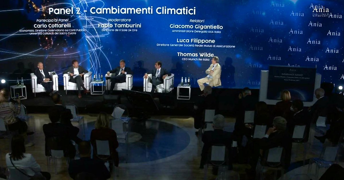 AXAItalia's tweet photo. “La #crisiclimatica pone più sfide al settore assicurativo, almeno tre: dal punto di vista dell’offerta; della gestione dei sinistri, con il rendere più sostenibile la filiera; infine la terza area è quella degli investimenti”.
Il CEO #AXAItalia all'#ANIAInsuranceSummit https://t.co/bdPMASL3fx