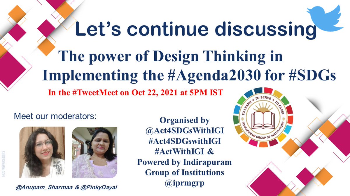 Act4SDGsWithIGI's tweet photo. Meet the moderators! @Anupam_Sharmaa &amp; @PinkyDayal who would be setting up the wave for our upcoming #Tweetmeet. Do join this Friday, 22nd Oct; 5pm IST. @sdgchoupal @SDGaction @UNSDGLearn @UN @zelfstudie @JenWilliamsEdu @RiseUp4SDGs @SDGsForChildren @challengeSDG @RitaSingh0210 https://t.co/s6Go1V2YAt