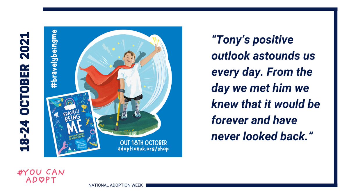 TonyHudgell_fdn's tweet photo. .@Youcanadopt
 We are delighted that Tony's story was chosen to be part of this wonderful #bravelybeingme book. 

Co-Founders of the foundation, Paula &amp; Mark adopted Tony when he was just 17 months old. BUY here 
https://t.co/wFgHC5zteX 
#negativesintopositives 
#YouCanAdopt https://t.co/fxkSpNwpRO