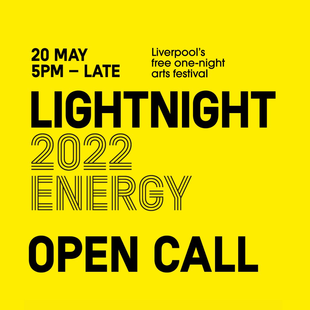 COoLLiverpool's tweet photo. Open Call: @_OpenCulture are inviting artistic proposals for @LightNightLpool 2022, ‘Energy’.
Paid Artist Commissions, Closes: 18 Nov 2021
In-kind Programming & Late Openings, Closes 10 Jan 2022
Read more and apply: https://t.co/25ZMiVP6Lf https://t.co/7yjGTlZ2oN