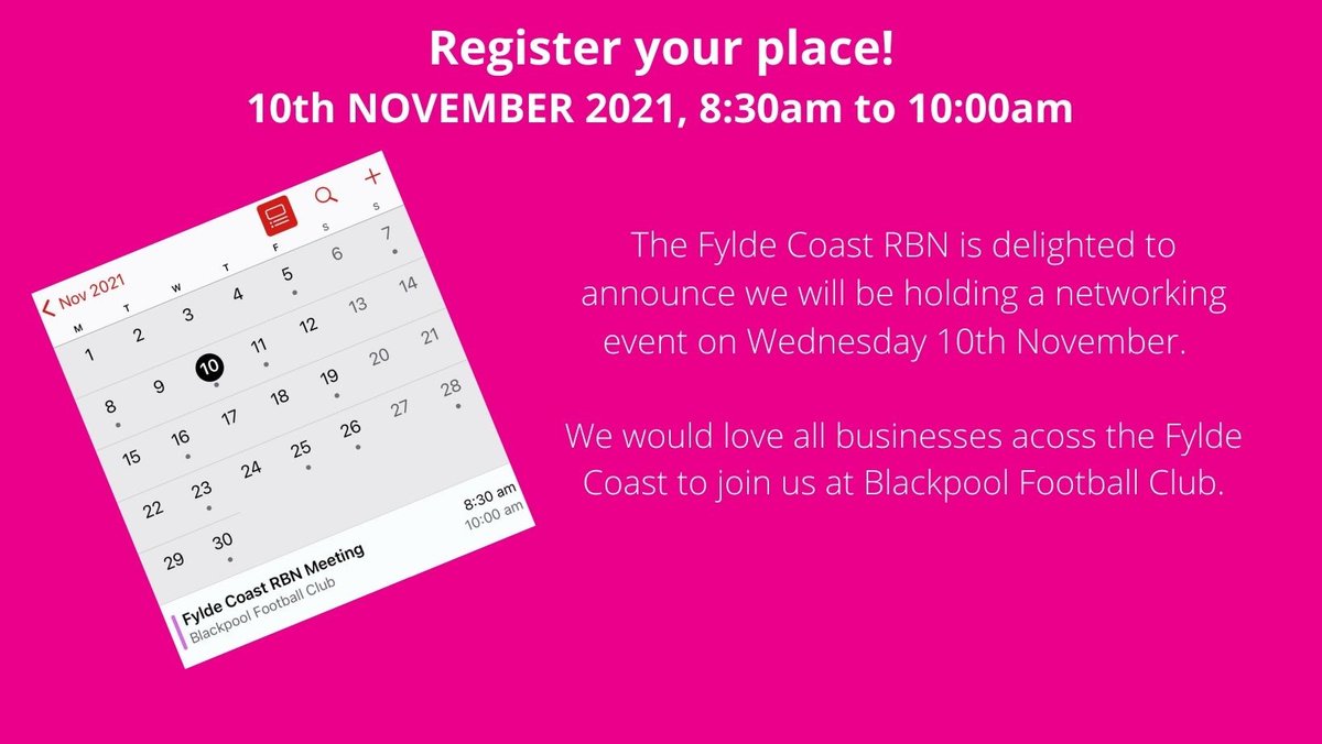 @FyldeCoastRBN November Network Meeting.  

Hear from;
@BlackpoolFC CEO @MansfordBen
@recyclinglives Executive Chairman @nvlandrew
@BAESystemsplc Movement to Work Ambassador @AJamfrey  - mailchi.mp/7b9a57b814da/n…