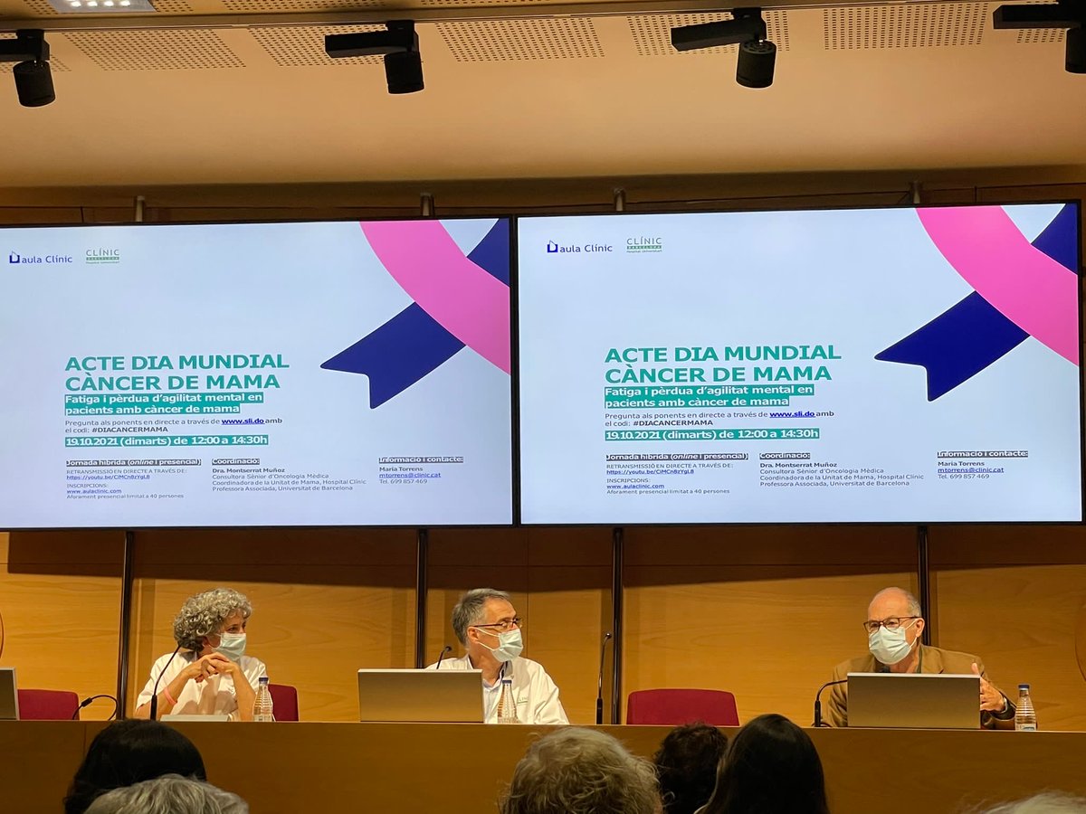 <a href="/MuozMateu/">Montserrat Muñoz Mateu</a> <a href="/castells_toni/">Antoni Castells</a> <a href="/ToniTrilla/">Antoni Trilla</a> <a href="/AmicsdelCLINIC/">Amics del CLÍNIC</a> <a href="/MeritxellMolla/">Meritxell Mollà</a> <a href="/GabrielaOses_/">Gabriela Oses</a> <a href="/OlgaMartnezSez1/">Olga Martínez-Sáez</a> <a href="/sanchezvaller/">Raquel Sánchez-Valle</a> <a href="/PasaPasCM/">Pas a Pas CM</a> 🔴 Ja estem en directe! Segueix l'acte 👉 youtu.be/CiMCn8zYgL8

Pregunta en directe 👉 sli.do amb el codi: #DIACANCERMAMA

#DiaMundialCàncerMama