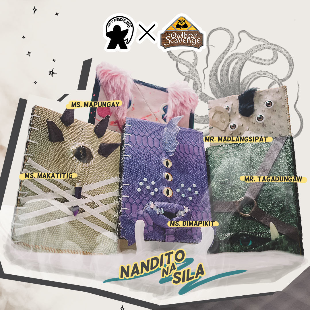 heymeepling's tweet photo. NANDITO NA SILA 👻

These monsterrific Tome Covers were made by Jace Cuneta of The Owlbear Scavenge, perfect for dire Halloween shenanigans! Fancy Ms. Dimapikit following you home? Check out our FB/IG to join!

Find the family at https://t.co/JhUUGOqto5 #dnd #dnd5e #callofcthulhu https://t.co/TiqlGguPlV