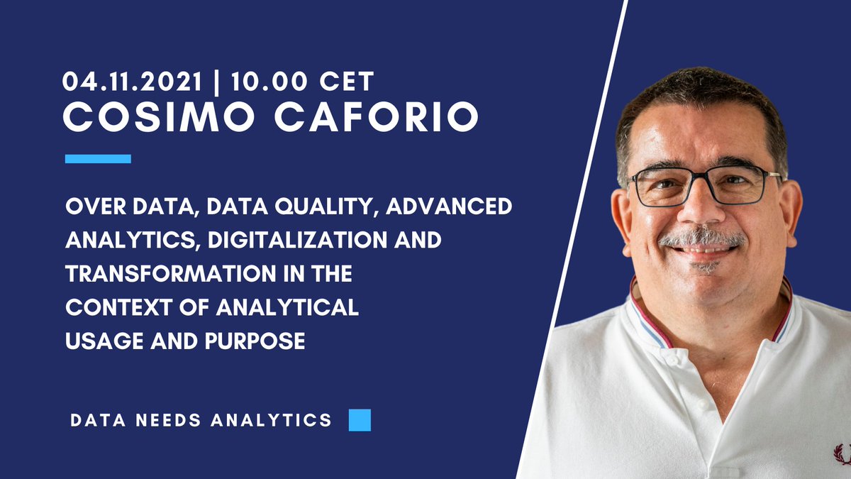 “#Digitalization &amp; #transformation is all about #data. Most of the new value in digitalization projects comes from data. Data is important and when it’s generated, data must be fit for analytical usage and purpose.” – <a href="/CaforioCosi/">Cosimo Caforio</a> <a href="/StatSoft/">StatSoft</a> 

#webinar: bit.ly/2YjAe1A