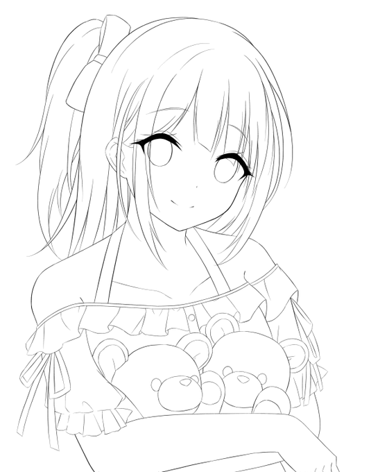 線画のみバージョン
ラフよりも上手く描けてるかな? 