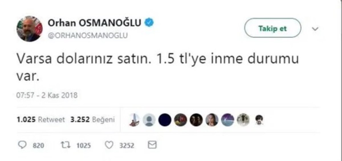 Son şehzade (!) Orhan Osmanoğlu, baktı ki dolar 10 liraya yaklaştı, 3 yıl önce attığı tweeti silmiş. 
Osmanlı’yı da bu öngörü bitirdi.
