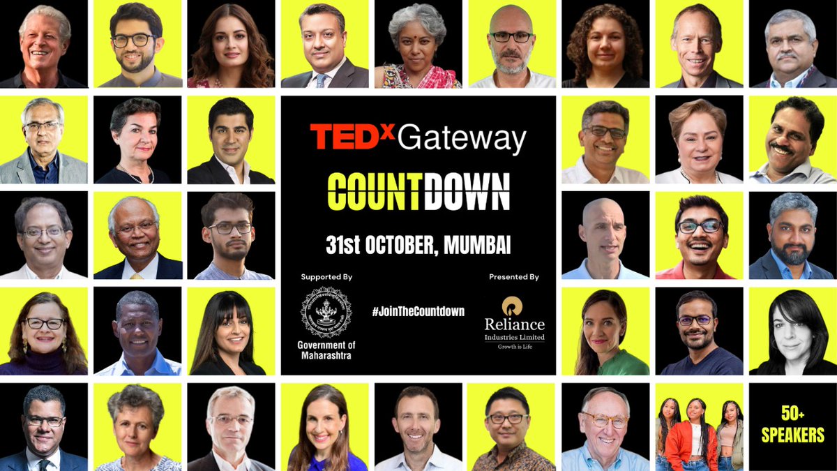 Watch 50+ speakers as they present powerful ideas to mitigate and adapt to the #climate emergency at the second edition of the #TEDxGatewayCountdown on 31st October - 4PM onwards. 

Sign-Up Now: tedxgateway.com/twcc/

<a href="/flameoftruth/">@flameoftruth</a> <a href="/MahaEnvCC/">Climate Radio</a> <a href="/RajivKumar1/">Rajiv Kumar</a>
<a href="/AUThackeray/">Aaditya Thackeray</a> <a href="/deespeak/">Dia Mirza</a>