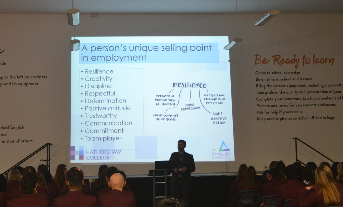 HathershawC's tweet photo. This week’s assemblies have a focus on unique selling points. We are aiming to encourage our students to improve their CV. The assembly has also focussed in on some of the findings of the #BeeWell Survey.
#annafreud #OfficialUoM #oldhampledge https://t.co/gMwVPsjJiF