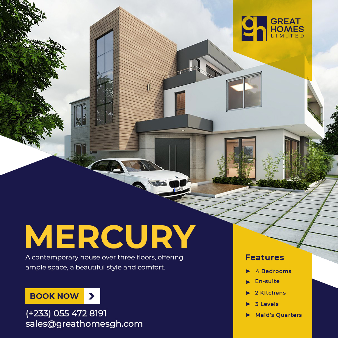 GreatHomesgh's tweet photo. You can enjoy an amazing offer on MERCURY if you book a unit from now till the end of the year. A beautiful house in a beautiful gated estate in a fantastic location... It hardly gets better than this.

(+233) 055 472 8191
sales@greathomesgh.com
https://t.co/OQiH6lEhuX https://t.co/AL5g8gwfOD