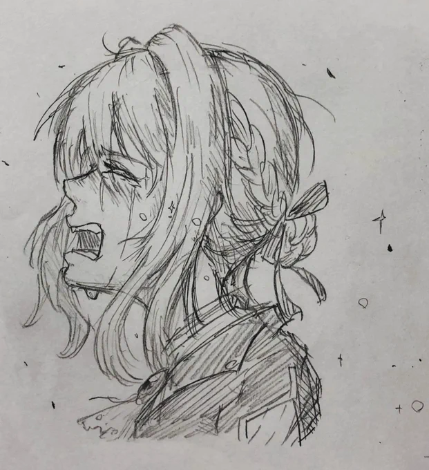 泣き顔ヴァイオレット
感情無かった子がうわんうわん泣いてたらいいよね…よくない?
 #絵描きさんと繋がりたい 