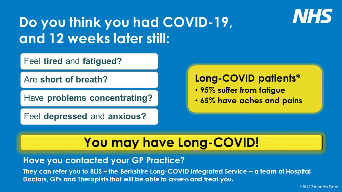 Are you still feeling symptoms up to 12 weeks after COVID-19? 

Find out more about how you can access support through our Long COVID integrated service royalberkshire.nhs.uk/our-services/l…
