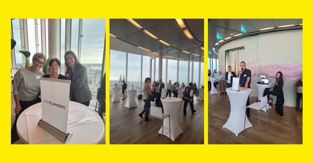 toerisme_vla's tweet photo. Terugblik op de travel trade #workshop in Keulen waar inkopers van de #Duitse #reisindustrie het aanbod van #Vlaamse en #Brusselse reispartners konden ontdekken. Speed date sessies, networking, dinner en een adembenemend uitzicht: wat een succes! Lees meer:https://t.co/9AeqauHxcO https://t.co/EgeAtpjbSs