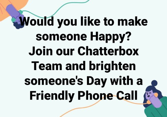 LendHandHorwich's tweet photo. If you would like to make someone smile with a friendly phone call then why not join @LendHandHorwich Chatterbox Team 😁 
#WeAreBoltonVCSE @BoltonCVS @BoltonChampions #SheInspires #Befriending https://t.co/LaoHTbyeo7