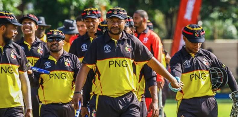 GayanLoku's tweet photo. @kartikmurali @alanwilkins22 PNG players are wearing a 'Baggy Black' cap at the @T20WorldCup https://t.co/EdtoRXEFRv