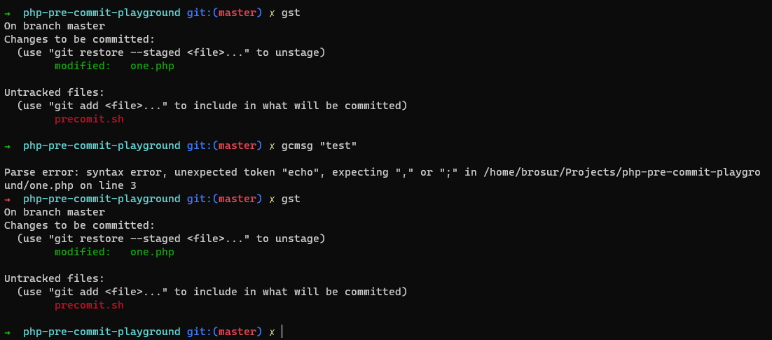 surdarmaputra's tweet photo. @levelsio maybe this pre-commit hook that you need? it will run php for each staged files and prevent you to commit when any failure occurred https://t.co/dbdawNcaR0