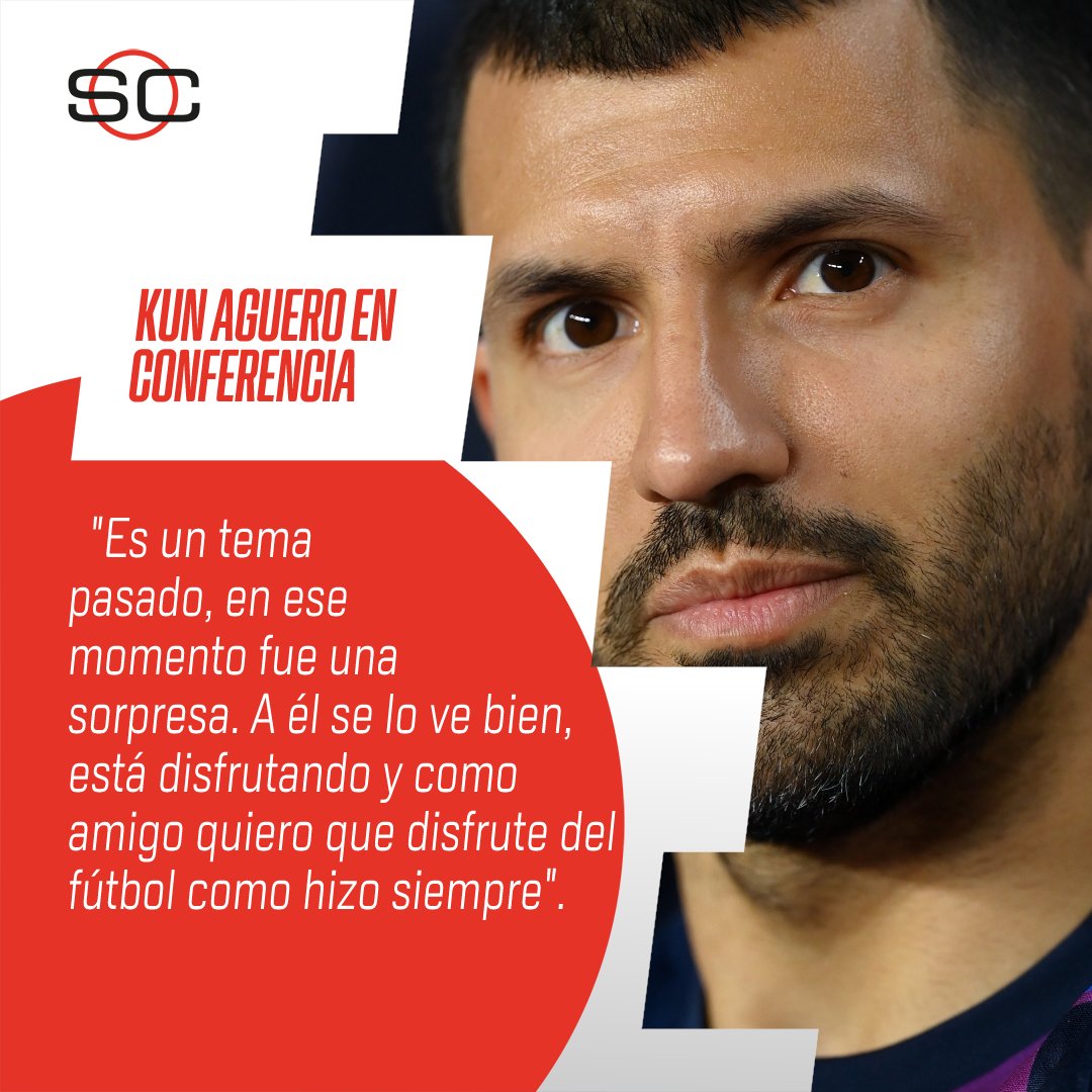 SC_ESPN's tweet photo. El Kun Agüero habló en conferencia de prensa y tuvo estas sinceras palabras al referirse a la partida de Leo Messi del Culé. https://t.co/84VtJGKLTc