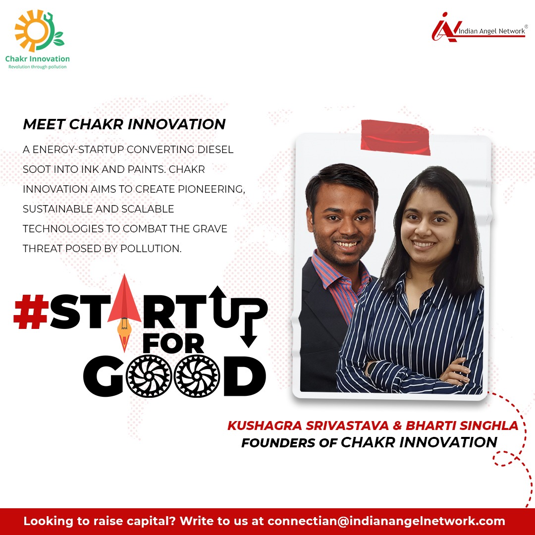 ianetwork's tweet photo. We are proud to have @ChakrInnovation as part of our IAN Portfolio. Chakr Innovation is on a mission is to develop and implement #innovative solutions that can #effectively control #pollution and convert them into usable products like inks and paints.
#StartUpForGood https://t.co/lh1j4J5vUo