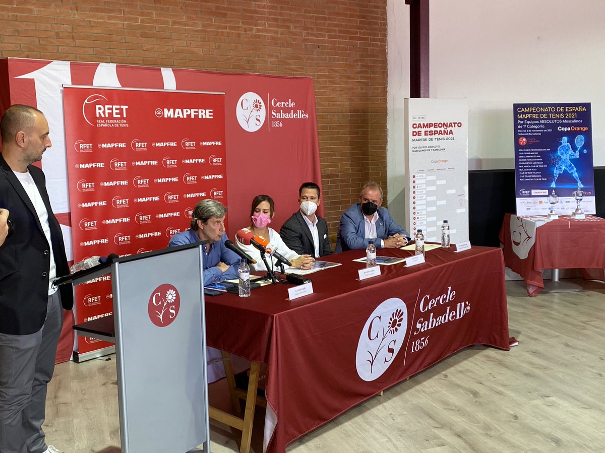 RFETenis's tweet photo. 🎾 #Tenis Presentación del Campeonato de España MAPFRE de Tenis Absoluto por Equipos Masculinos de 1ª Categoría - Copa Orange en el @cercle1856 

@MAPFRE_ES  @orange_es 
@Aj_Sabadell https://t.co/CeOZoB8IzR