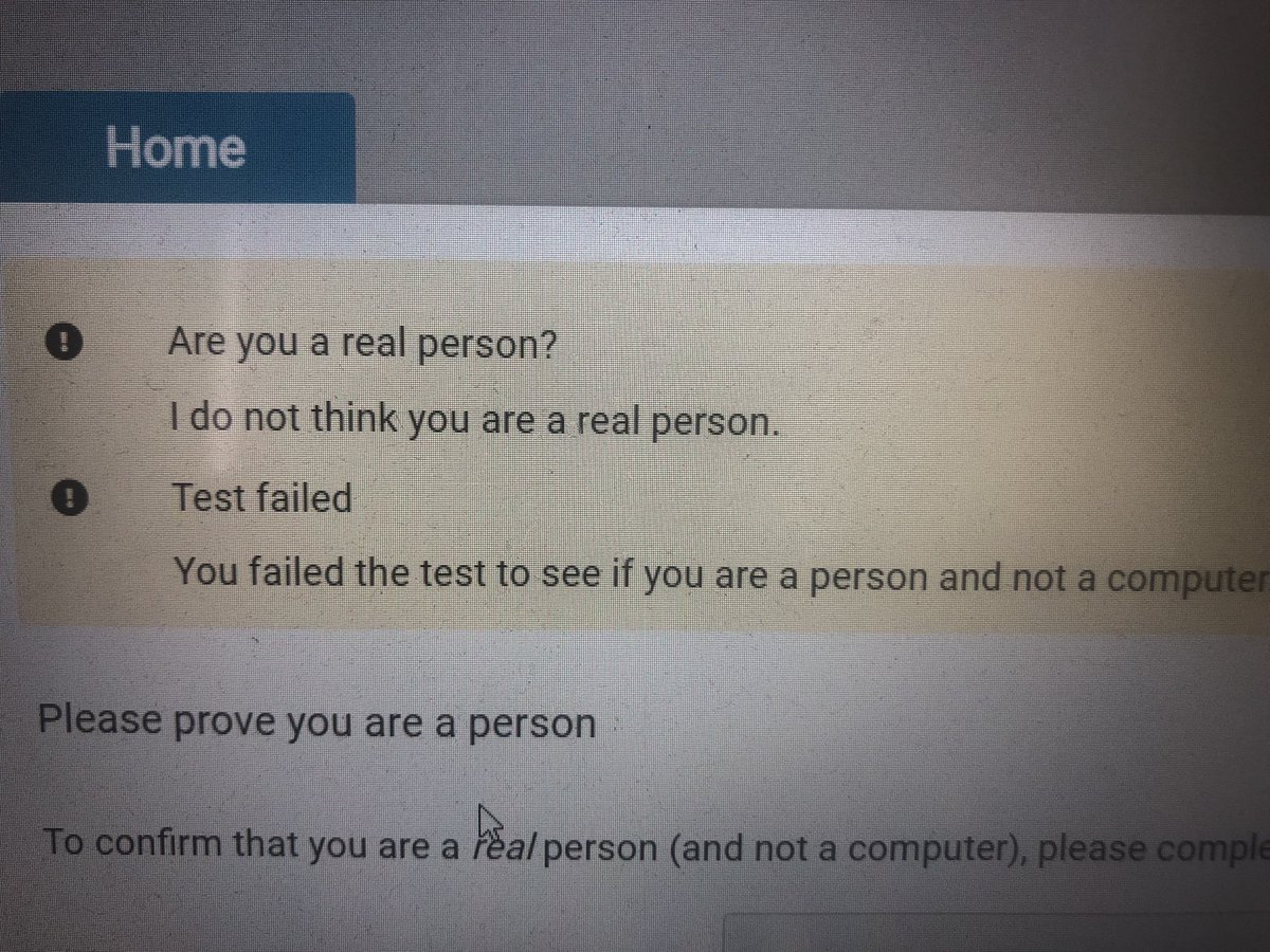 TremendousTizzy's tweet photo. I’ve finally been found out…
#notarealperson
#failedthetest https://t.co/Km6zCONuku