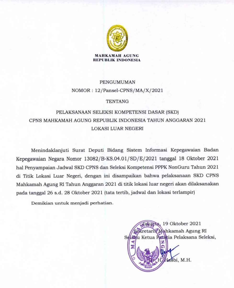 Rekrutmen cpns mahkamah agung 2021