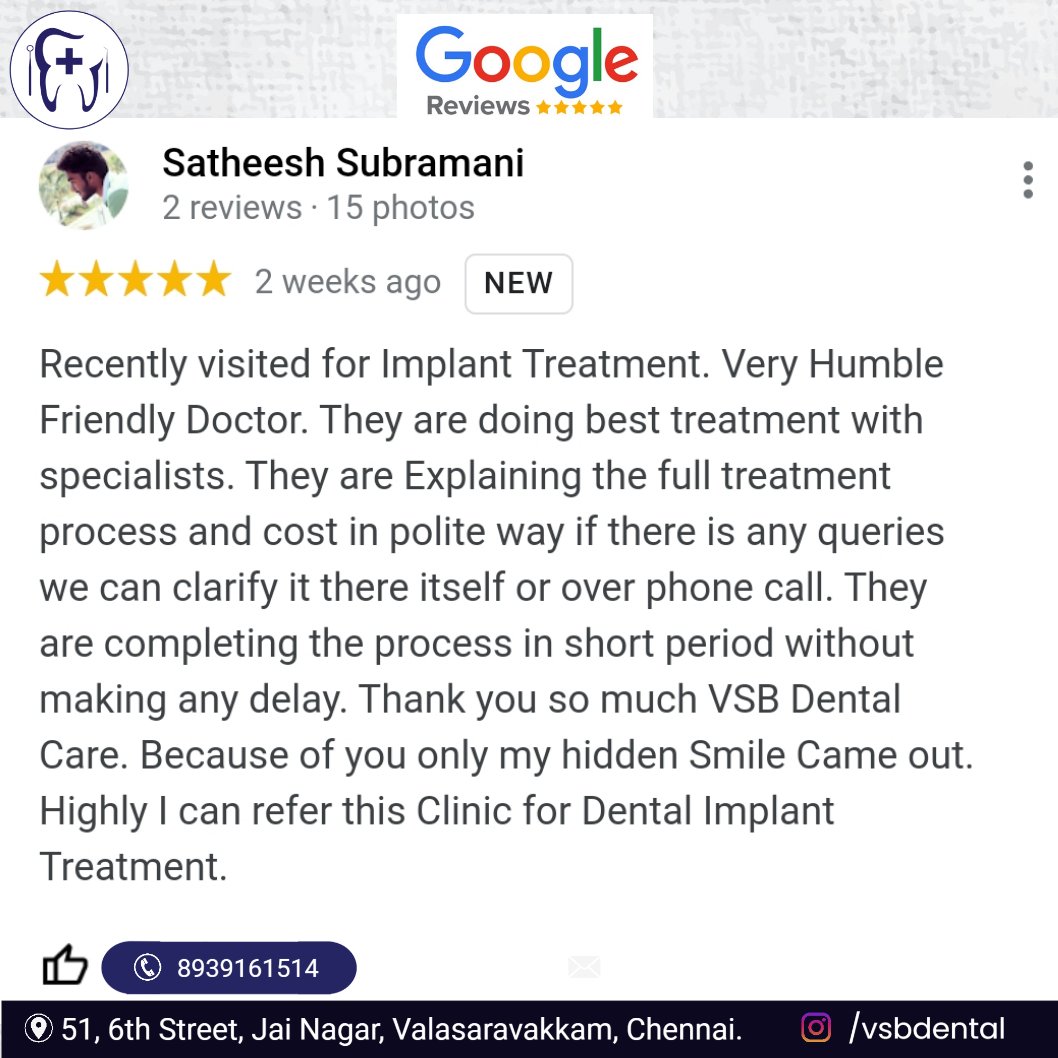 tooth_kingdom's tweet photo. Recent Review from our Happy Patient 😊

#GoogleReview #googlereviews #Google #reviews #dentalclinis #dentalclinicnearme #dentalclinicsinvalasaravakkam #dentalclinicsinchennai #valasaravakkam #chennai #happypatient #fixedprosthodontics #fixedteeth #fixedprosthesis #upperarch https://t.co/a9EHJHJVuF