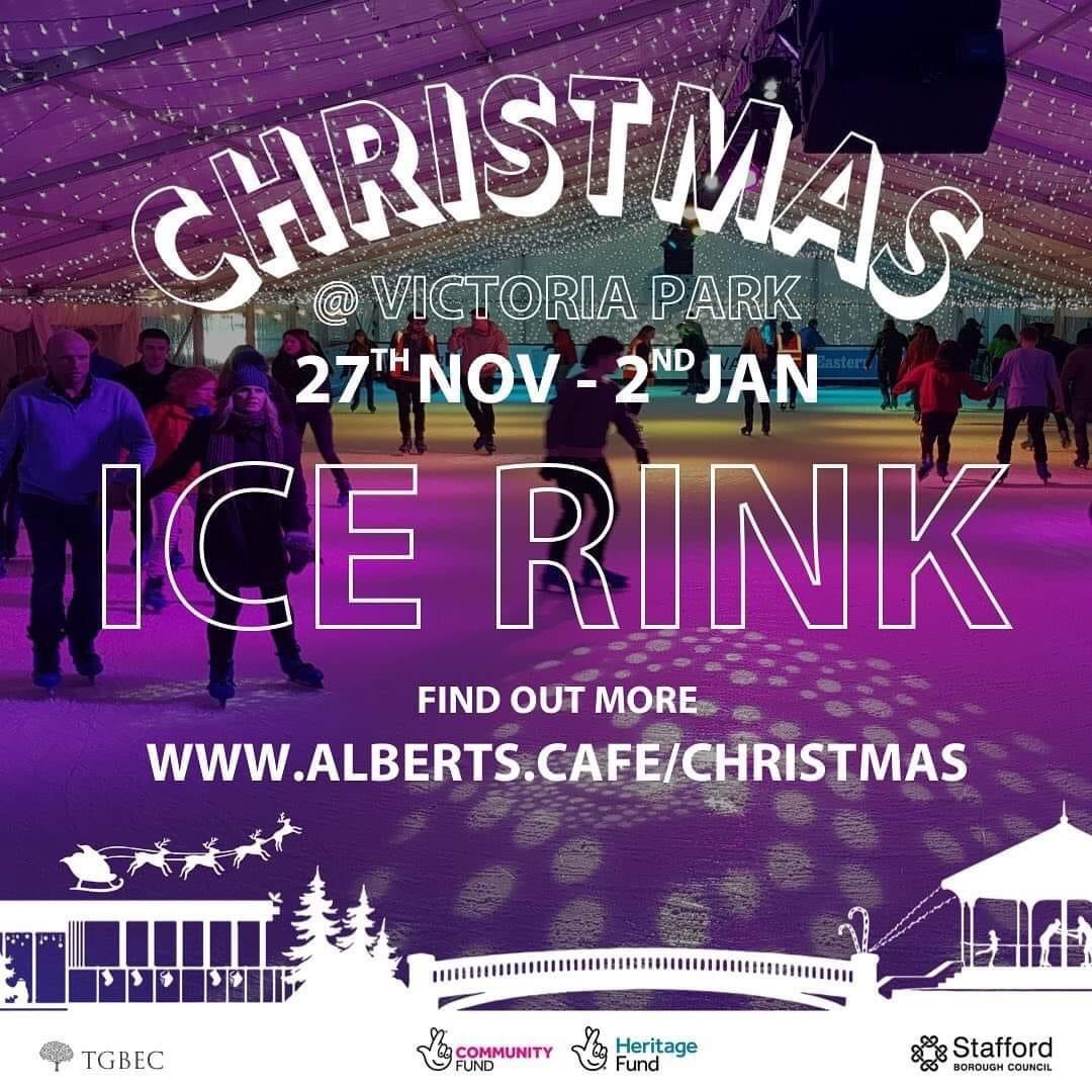 Christmas ice rink <a href="/Staffordbc/">Stafford BC</a> #VictoriaPark #Stafford - perfect #Student #NightOut?<a href="/KeeleUniversity/">Keele University 🐿️</a> <a href="/KeeleSU/">Keele SU</a> @StaffsUni <a href="/StaffsUnion/">The SU at Staffs</a> <a href="/southstaffs/">South Staffordshire College</a> <a href="/NSCGStafford/">Stafford College</a> <a href="/NSCGAoS/">NSCG Academy of Sport</a> <a href="/NSCGNewcastle/">Newcastle College</a> <a href="/wlv_uni/">University of Wolverhampton</a> <a href="/StaffsSchoolsFA/">Staffordshire Schools & Colleges FA</a> 
alberts.cafe/christmas