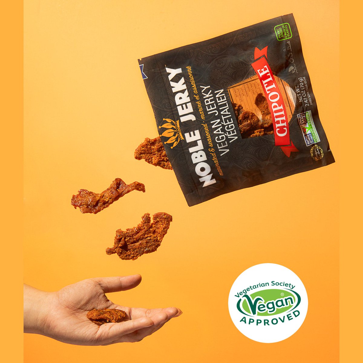 vegsocapproved's tweet photo. Say hello to @noblejerky one of our newest clients 👋

Their vegan jerky is now fully accredited by us 🌱

🥳 https://t.co/DfHfFuihGu