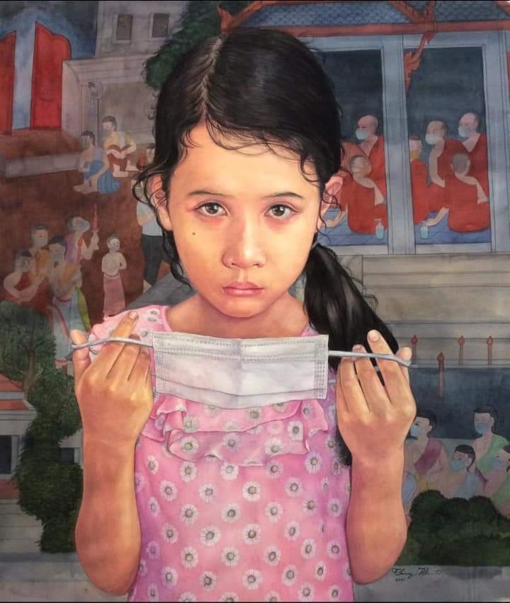 CWirunphat's tweet photo. my original artwork 
Title: Take care of yourself? technique: Watercolor  on paper Size :94x108 cm. 
#portrait #watercolor #watercolorpainting https://t.co/Lq0opVXK8I