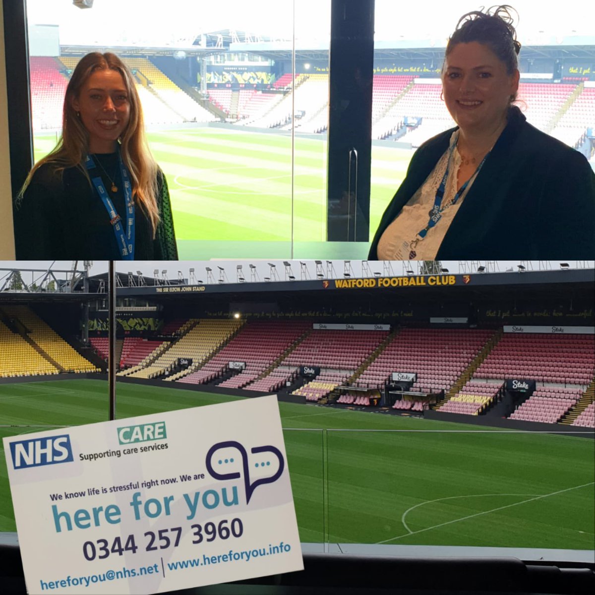 Amazing morning presenting our Herts and Essex mental health &amp; wellbeing resilience support hub -HERE FOR YOU- to our West Herts Trust's Matrons &amp; nurses at #WatfordFC #WHHT #wellbeing #HPFT_NHS #EPUT
Our project lead Sara Crean-Muir had her Covid-19 vaccination booster too!