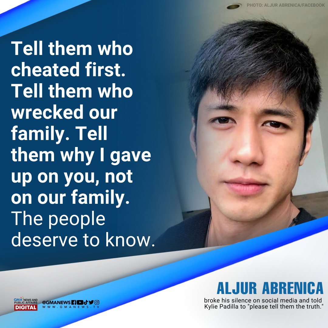 gmanews's tweet photo. Nagsalita na sa social media si Aljur Abrenica ukol sa hiwalayan nila ni Kylie Padilla, at nanawagan na isiwalat ang katotohanan sa kanilang breakup. 

BASAHIN: https://t.co/r17sBTlxeT https://t.co/UNSp1DZXLd