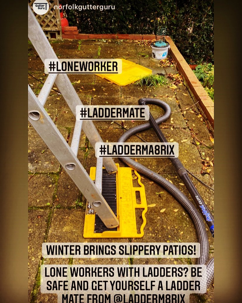 ladderm8's tweet photo. We love seeing the LadderM8rix range in action! Thanks for sharing @norfolkgutterguru Use a ladder? Think ladder safety think LadderM8rix #ladderm8rix #laddersafety #workingatheights #worksafer #customerreview #customerappreciation #customerexperience #customerfeedback #customer https://t.co/LQMSImM15G