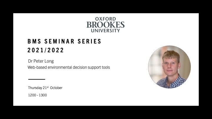 OBU_BMSSeries's tweet photo. Join us this Thursday 21st October from 1200, for our next seminar of the series! We will be hearing from Dr Peter Long - one of the new lecturers at Oxford Brookes. Please join us to get to know more about him and his research. https://t.co/VuQDAK4q6C
