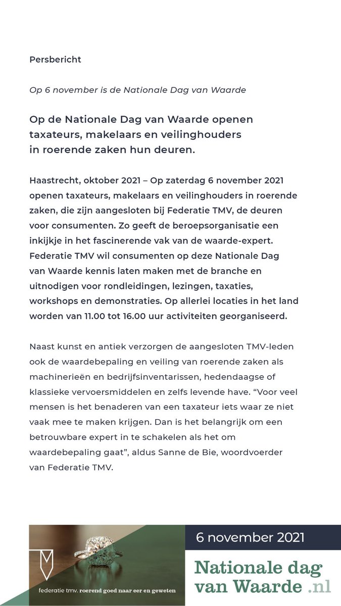 Persbericht (1/2) over de #NationaleDagvanWaarde