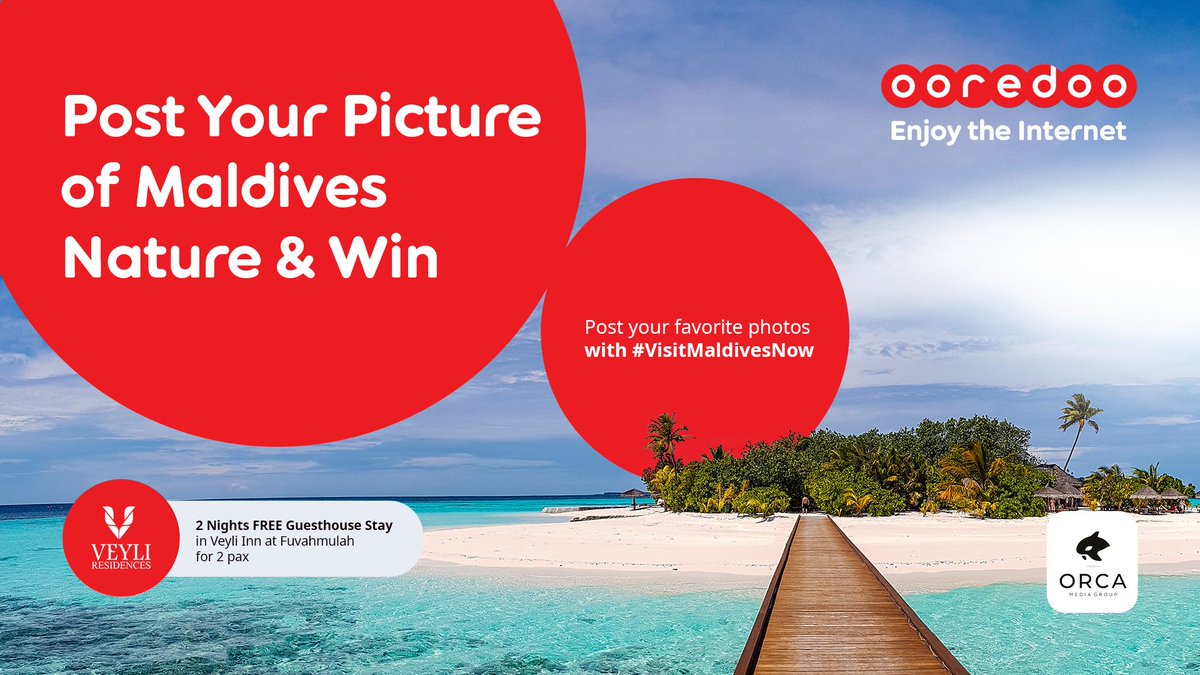 OoredooMaldives's tweet photo. Share your photos of Maldives Nature to win 2 nights stay for 2 pax at Veyli Inn at Gn. Fuvahmulah

Inspire others to #VisitMaldivesNow &amp; explore the incredible diversity of marine life! 

Keep posting till 14th Nov with #VisitMaldivesNow hashtag! https://t.co/51eb4AXk25