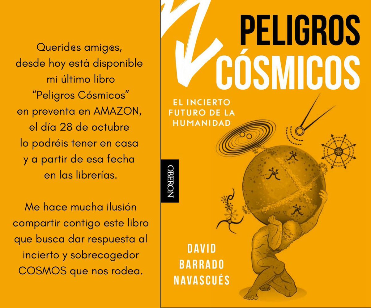 David_Barrado's tweet photo. #PeligrosCosmicos reserva ya disponible en:
https://t.co/FlCApKFCrE
Sé el primero en leerlo.
Gracias a @OberonLibros y @EugenioTuya por la excelente edición, @ELCOLLAZO por el empujón, y @RafaelBachiller por el magnífico prólogo https://t.co/YUzVFfwTrf