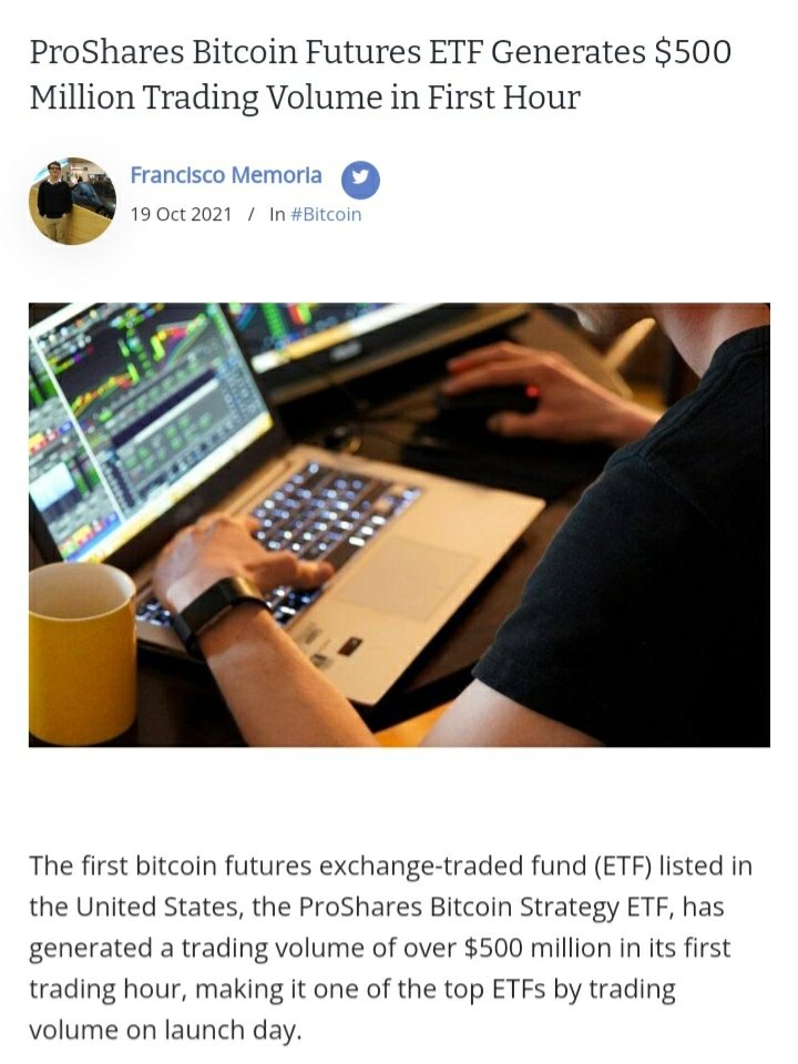 CRYPTOMANCC $WTP ⚔️ (@cryptomancc) on Twitter photo 🚨ข่าว
Bitcoin Futures ETF แรกของ US เปิดตัวแล้ว!
ProShares ทำ Volume ไป $500 ล้าน ภายใน 1 ชม.แรก 😲 เป็นหนึ่งใน ETF ที่ Volume สูงสุดในประวัติศาสตร์วันเปิดตัว! ตลาดคริปโต 2.6 ลล. มาได้จังหวะพอดีครับ 🚀
 ATH มาแน่นอน! #BTC 🚨ข่าว
Bitcoin Futures ETF แรกของ US เปิดตัวแล้ว!
ProShares ทำ Volume ไป $500 ล้าน ภายใน 1 ชม.แรก 😲 เป็นหนึ่งใน ETF ที่ Volume สูงสุดในประวัติศาสตร์วันเปิดตัว! ตลาดคริปโต 2.6 ลล. มาได้จังหวะพอดีครับ 🚀
 ATH มาแน่นอน! #BTC