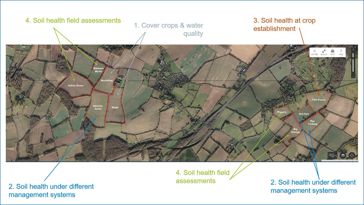 This year's trials <a href="/AHDB_Cereals/">AHDB Cereals</a> @Cereals_SW @SECereals #strategicfarm hosted by <a href="/fowell103/">David Miller</a> and working with <a href="/niabgroup/">Niab</a>, <a href="/FWAGSouthEast/">FWAG South East</a> and <a href="/sewateruk/">South East Water</a>. I'm excited about WP2 where fields managed under direct drill for 5 years+ will be compared to fields managed conventionally