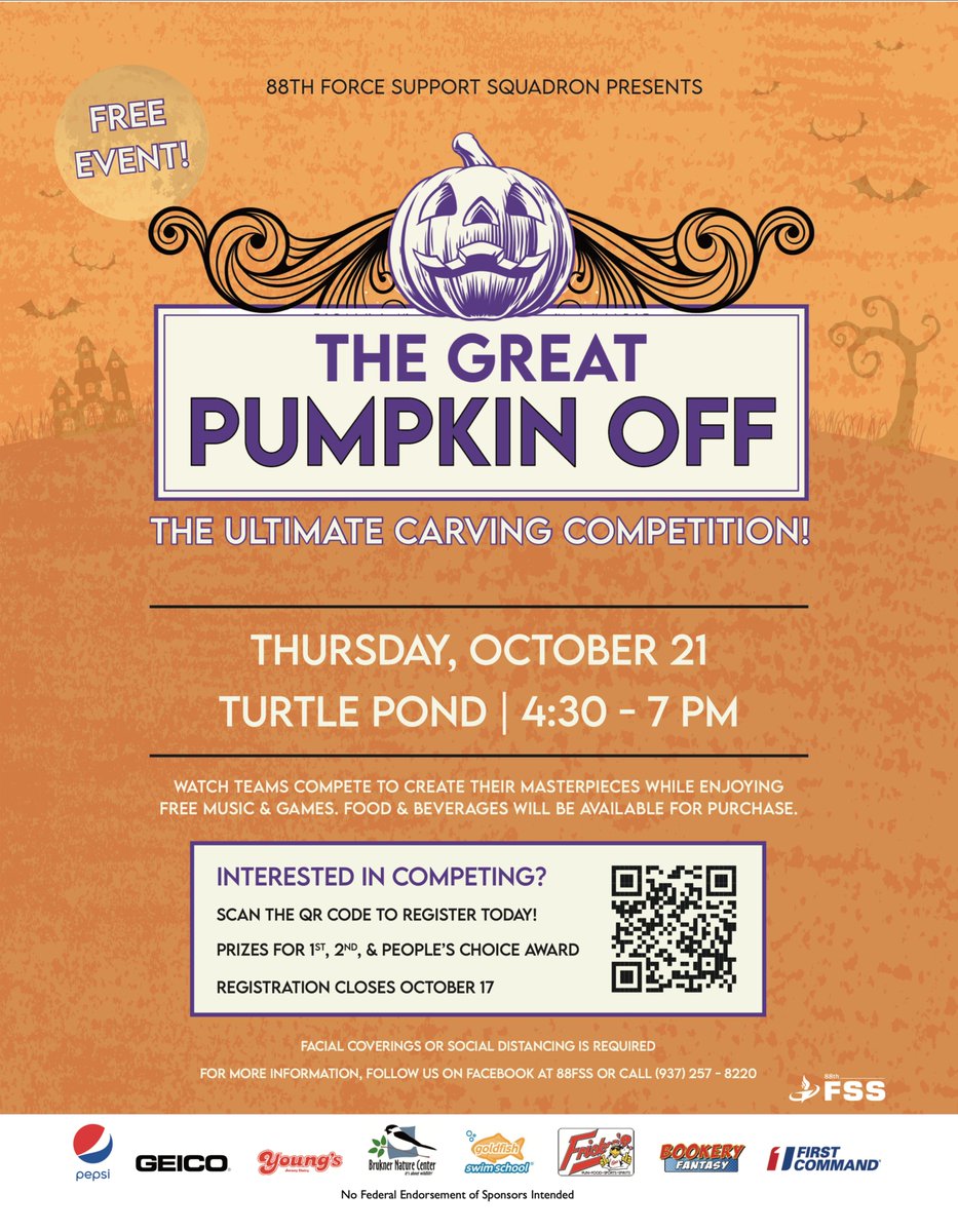 Competition...🏆 Pumpkins...🎃 Food...🍔 Trunk Or Treat...🚗 Prizes...🥇 Giveaways...😆 

🗣️THIS THURSDAY!! Check out The Great Pumpkin Off at Turtle Pond for all of the above and MORE on October 21 from 4:30-7pm! 

Come check out all the Spooky FUN that will be happening!