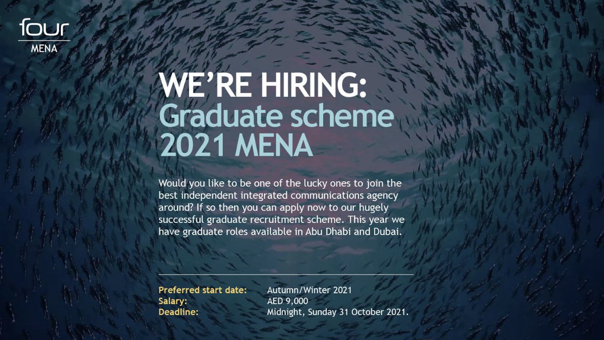 Visit fourcommunications.com/careers/gradua… to learn more

#Careers #PublicRelations #Socialmedia #graduatejobs  #Graduates #DubaiJobs #AbuDhabiJobs #PR