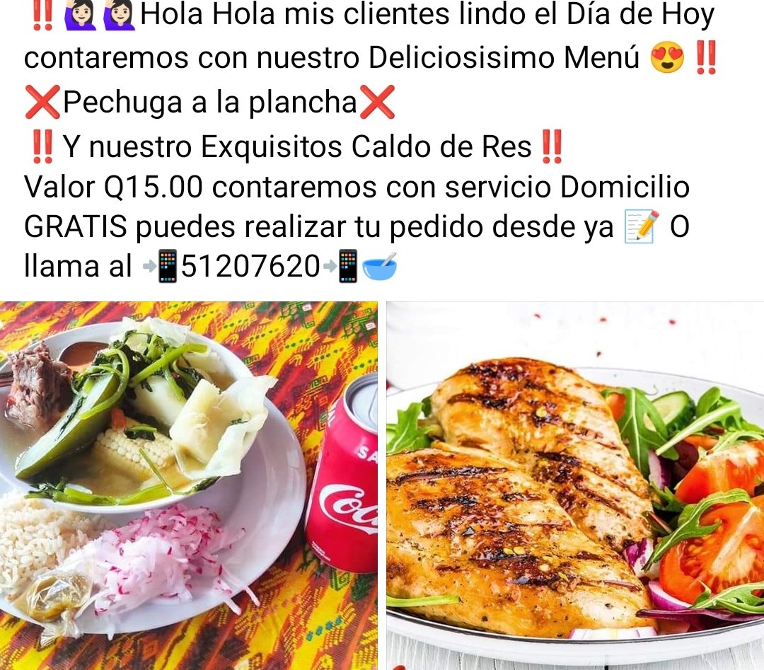 RefreSofy's tweet photo. Hola! Menú de hoy! 
Por pedido en este medio una gaseosa gratis. https://t.co/rQV6sLFXMt