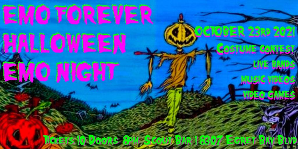 #EmoNight October 23rd! This will be the last show for our bassist Adrian Trevino! So come in your best and scariest costume and come party with us! 🔥 #poppunk #Halloween #emo #party #october #spooky #spookyseason #autumnvibes #scary #partytime #fall