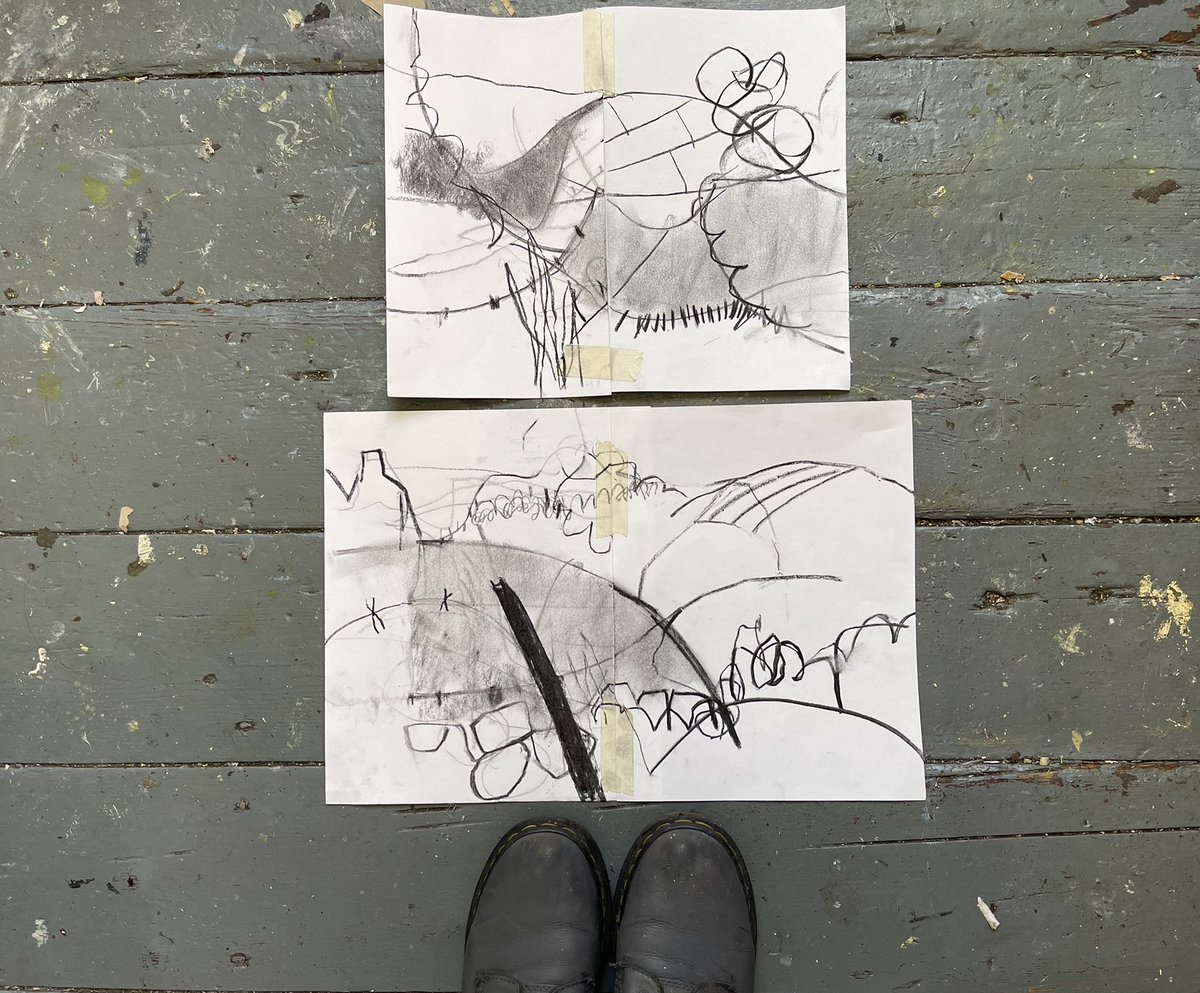 LizAckerleyArt's tweet photo. Enjoying getting back into my panoramic landscape ready for a new group of paintings for my joint exhibition @GalleryOldham : Landscape Inside Out with @hughwinterbott1 March 05 2022. Keen to start sharing progress with you all #northwestartists #locallandscapes @BBCNWT https://t.co/oxqBtO1u2s